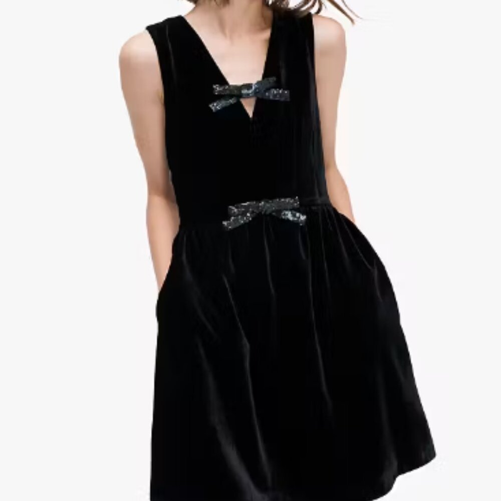 Kate Spade Sequin Bow Velvet Dress Size 6